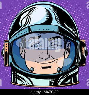 emoticon wink Emoji face man astronaut retro Stock Photo