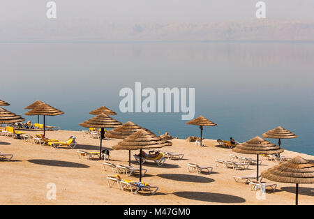 Beach on the Dead sea, one of the world's saltiest lake Stock Photo