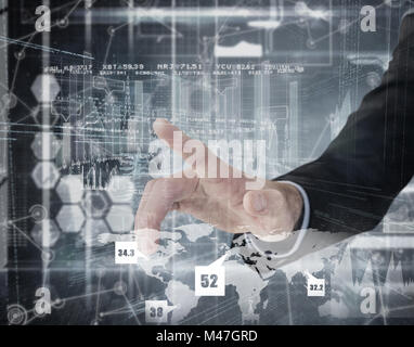 Composite image of businessman hand pointing something Stock Photo