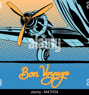 Bon voyage retro travel airplane poster Stock Photo