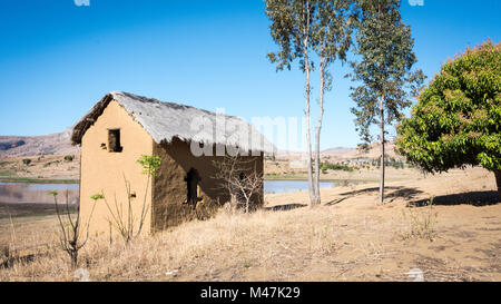 Rural Mud House with Grass Roof, Southern Madagascar Stock Photo