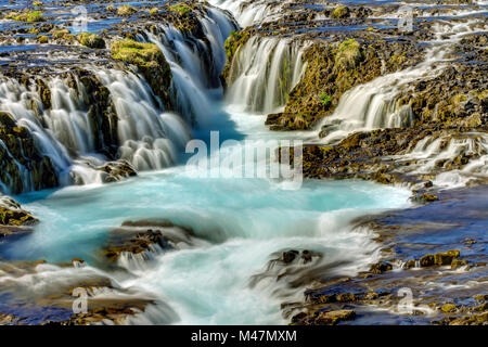 Detail of the lovely Bruarfoss waterfall in Iceland Stock Photo