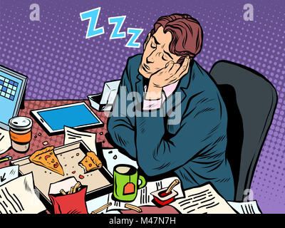 Man businessman sleeping on the job Stock Photo