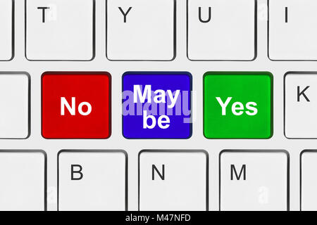 Computer keyboard with Yes No and Maybe keys Stock Photo