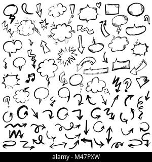 Black Hand Drawn Arrows And Speech Bubbles Set Stock Photo