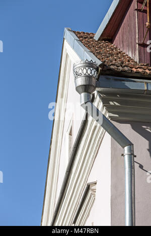 Rain Gutter And Downspout On Corner Of Old Style House Stock Photo ...