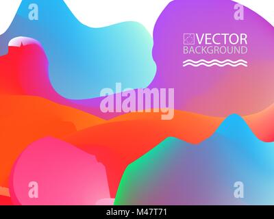 Marble landscape trendy illustration backgrounds, placard with abstract liquid wave shapes, geometric style flat and 3d design elements. Modern art fo Stock Vector