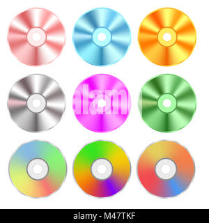 Set of Realistic Colorful Compact Discs Isolated Stock Photo