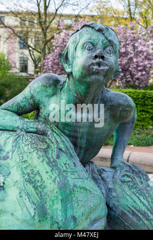 Triton sculpture of the Stuhlmannbrunnen in the Hamburg district Altona Stock Photo