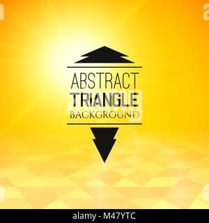 Abstract yellow sunset with triangle field, perspetive pattern in sunny fog Stock Vector
