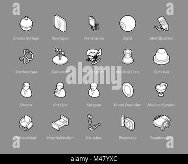 Isometric outline icons set Stock Vector