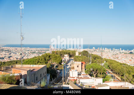 View from the Parc del Guinardó to Barcelona and Badalona Stock Photo
