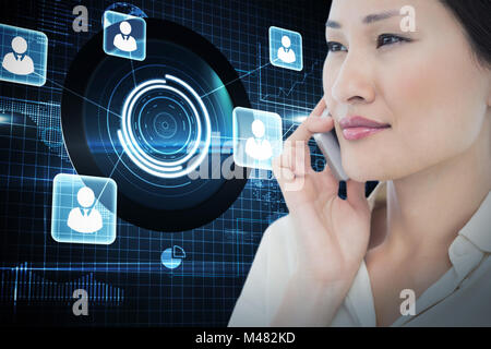 Composite image of closeup of a beautiful businesswoman using cellphone Stock Photo