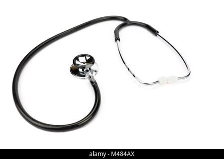 Black professional stethoscope isolated on white background Stock Photo
