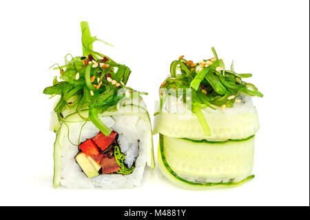 Maki sushi, two rolls isolated on white Stock Photo