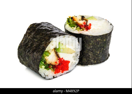 Maki sushi, two rolls isolated on white Stock Photo