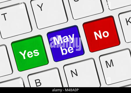 Computer keyboard with Yes No and Maybe keys Stock Photo