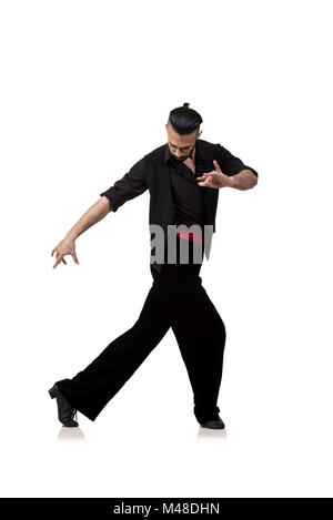 Man dancer dancing spanish dances isolated on white Stock Photo