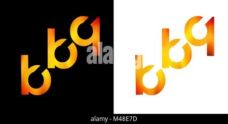 barbecue of fire letters bbq minimalism logo Stock Vector