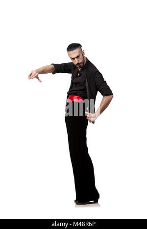 Man dancer dancing spanish dances isolated on white Stock Photo