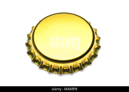 yellow bottle cap isolated on white background Stock Photo