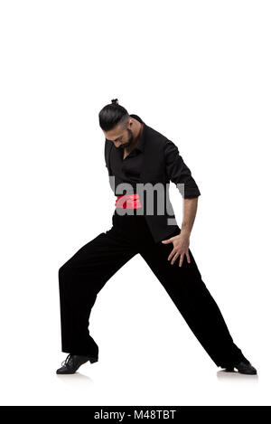 Man dancer dancing spanish dances isolated on white Stock Photo