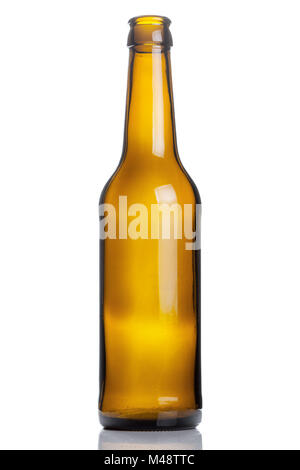 empty brown beer bottle isolated on white background Stock Photo