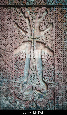 Khachkar, also known as an Armenian cross-stone Stock Photo