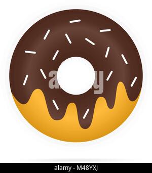 Realistic chocolate donuts in glaze isolated on white background Stock Vector