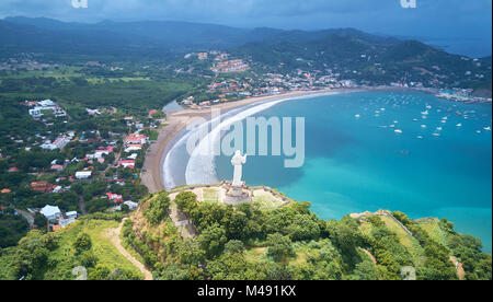Sunny day in San Juan Del Sur town in NIcaragua aerial view Stock Photo