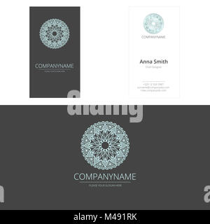 Yoga design company logo mandala corporate business card Stock Photo