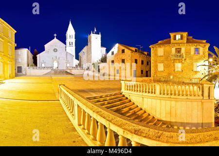 Town of Supetar on Brac island evening panorama Stock Photo