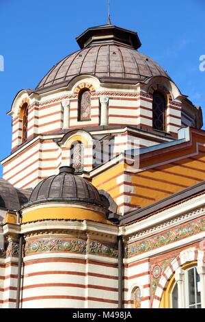 Sofia, Bulgaria - famous Central Mineral Baths building. Vienna Secession architecture style. Stock Photo
