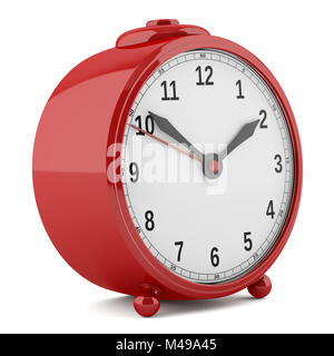 red alarm clock isolated on white background Stock Photo