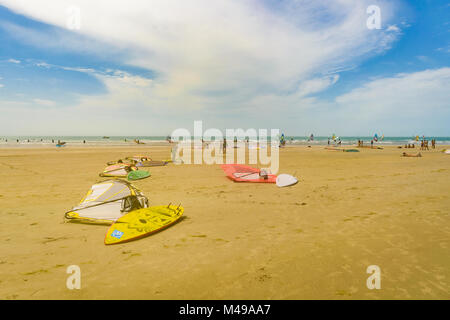 Windsurf Boards at Sand Jericoacoara Beach Brazil Stock Photo