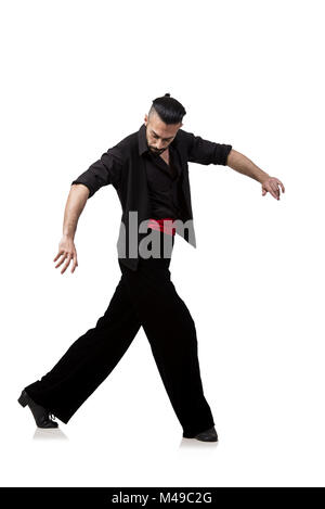 Man dancer dancing spanish dances isolated on white Stock Photo