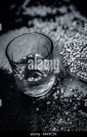 Close up of water of Coriandrum sativum,Coriander with its powder. Stock Photo