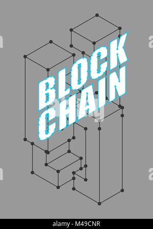 Blockchain network isolated. Cyber concept matrix. Block chain vector illustration Stock Vector