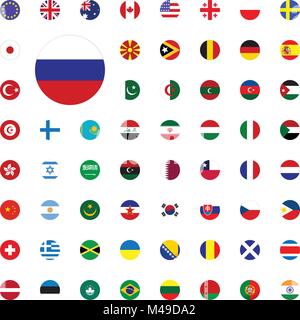 Russia round flag icon. Round World Flags Vector illustration Icons Set Stock Vector
