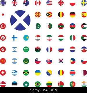 Iceland round flag icon. Round World Flags Vector illustration Icons Set Stock Vector
