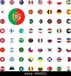 Portugal round flag icon. Round World Flags Vector illustration Icons Set Stock Vector