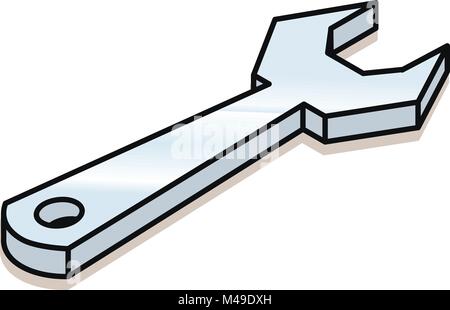 Wrench linear isometric funny cartoon style icon. Vector illustration EPS8 Stock Vector