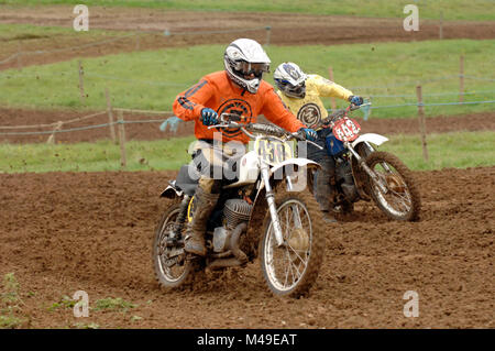 Vintage Motocross racing in Burghfield racetrack near Reading Berks England 2006 Stock Photo