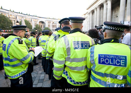 Police officers at the Occupy the Stock Exchange protest outside St Pauls Cathedral 15th October 2011 Stock Photo