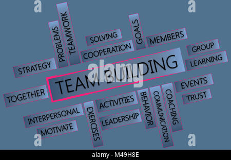 TEAM BUILDING. Conceptual word cloud on grey background Stock Photo