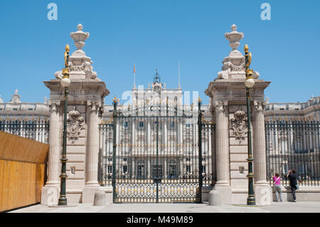 Royal Palace and Armeria Square. Madrid, Spain. Stock Photo