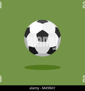 Classic soccer ball on green background. Flat vector illustration Stock Vector