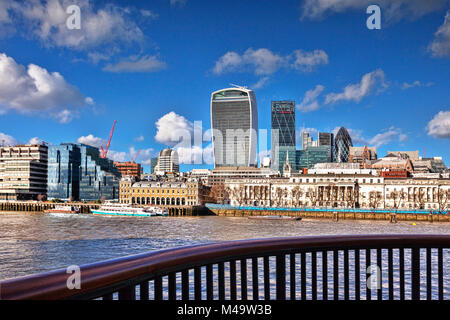 London skyline from the south bank of the Thames. Stock Photo