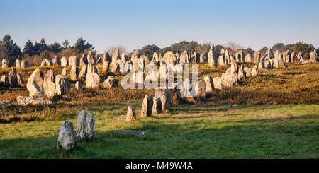 The alignments of Carnac, Brittany, France, a UNESCO World Heritage Site. Stock Photo