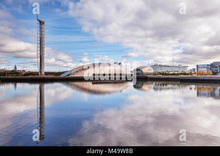 The Glasgow Tower, the Science Centre, the Imax Cinema and BBC Scotland HQ, part of the Clyde Waterfront Regeneration, Glasgow, Scotland, UK Stock Photo
